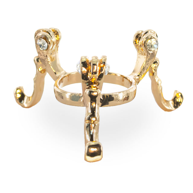 Low Bottom Gold Tone Metal Egg Stand Holder in  color