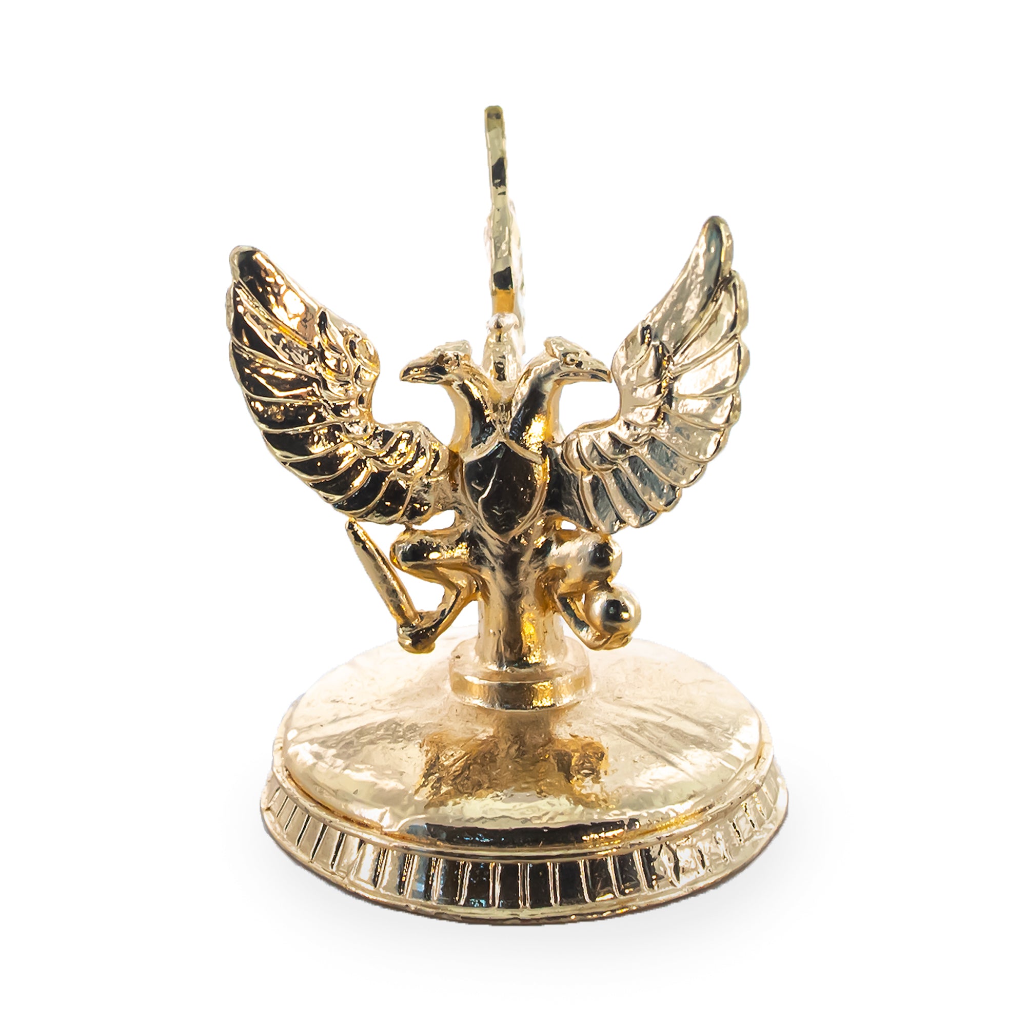 Three Headed Eagle Metal Egg Stand Holder in Gold color
