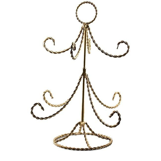 Gold Tone Twisted Wire Tree Ornament Stand 14 Inches in Gold color,  shape