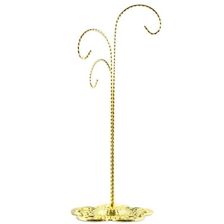 Metal Three Levels Twisted Gold Tone Metal Filigree Base Ornaments Stand 13 Inches in Gold color