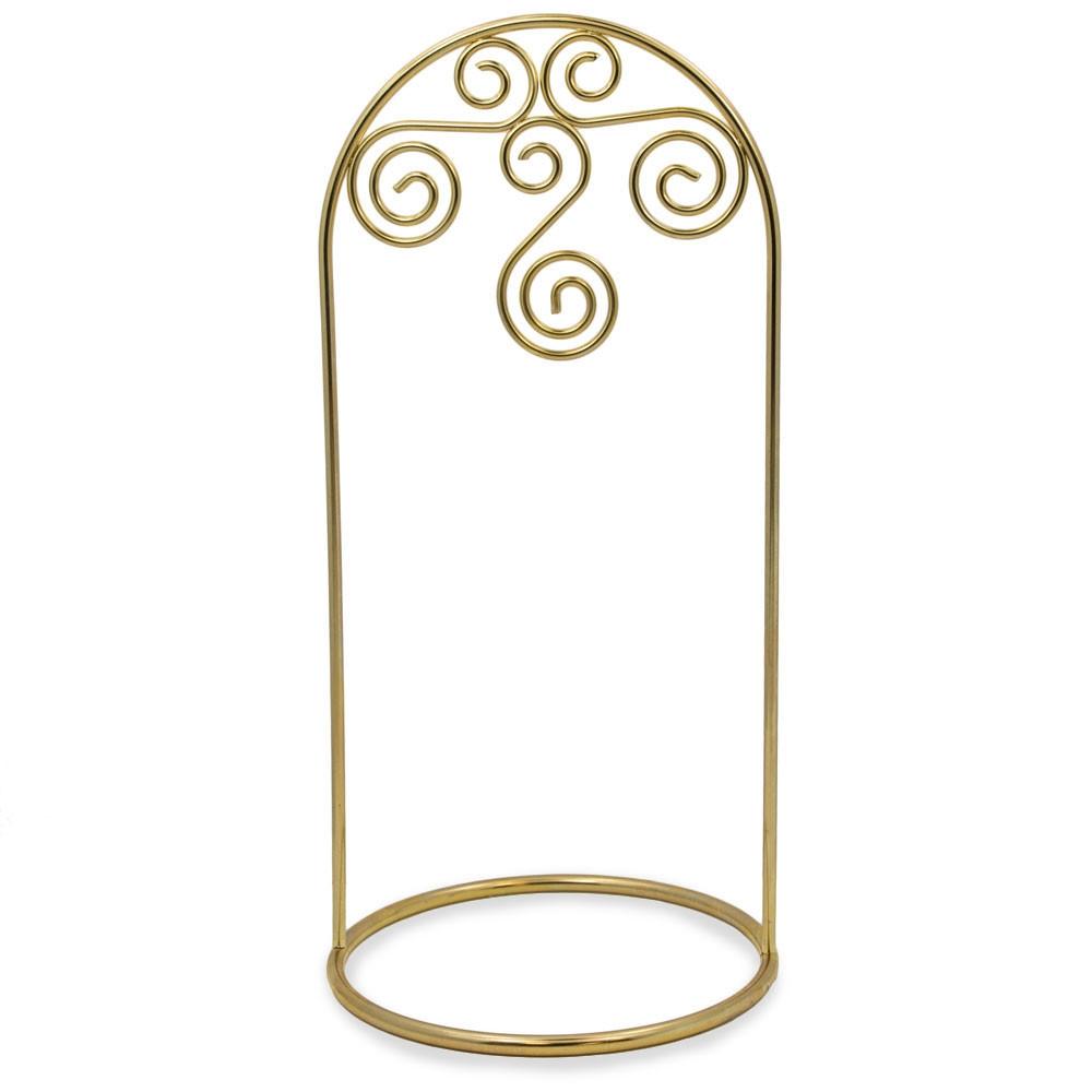 Metal Arched Swirls Gold Tone Metal Ornament Stand Holder Display 7.75 Inches in Gold color