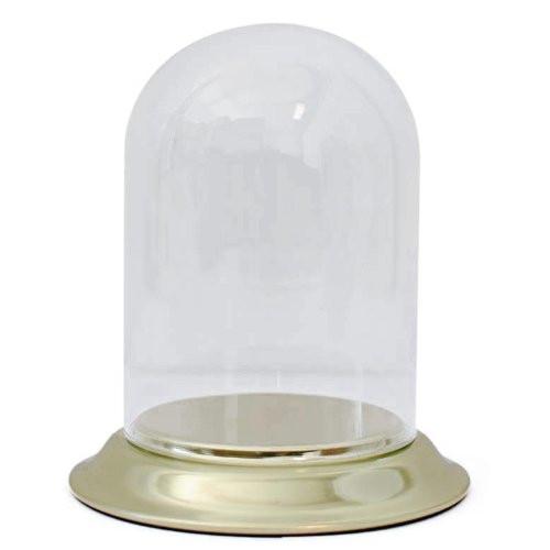 Gold Tone Brass Base Glass Dome 4 Inches x 3 Inches in Clear color,  shape