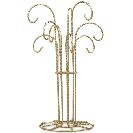 9 Arm Gold Tone Twisted Brass Metal 9 Ornaments Stand 12 Inches in Gold color,  shape