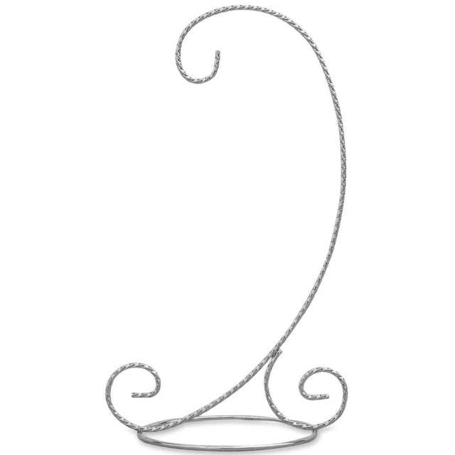 Curved & Twisted Silver Tone Metal Ornament Stand 9.5 Inches in Silver color,  shape