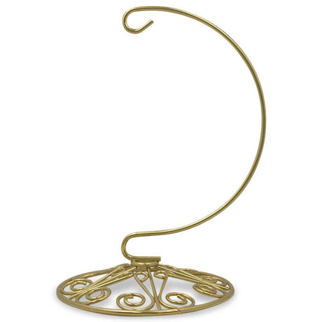 Metal Scroll Base Metal Ornament Stand 6.5 Inches in Gold color