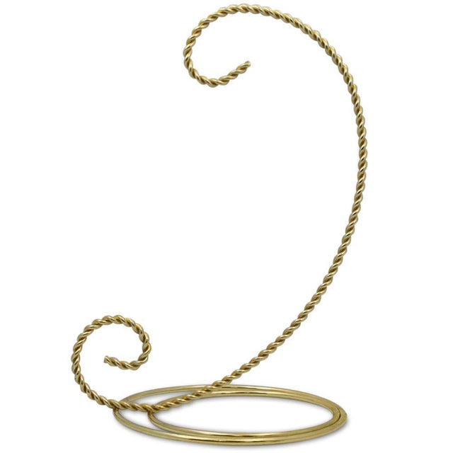 Metal Twisted Wire Double Round Base Gold Tone Metal Ornament Stand Display Holder 7 Inches Tall in Gold color
