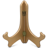 Wooden Gold Finish Plate Holder Folding Easel Display Hinge Stand 9 Inches in Gold color,  shape