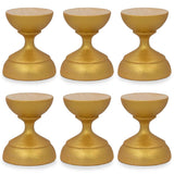 Set of 6 Golden Wooden Ukrainian Easter Egg Stand Holder Display 1.5 Inches in Gold color,  shape