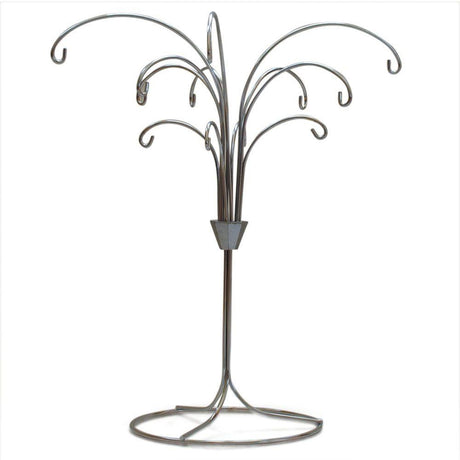 12-Arm Silver Ornament Stand - Tree Branches Design in Silver Tone Metal, Holds 12 Ornaments 12 Inches in Silver color,  shape