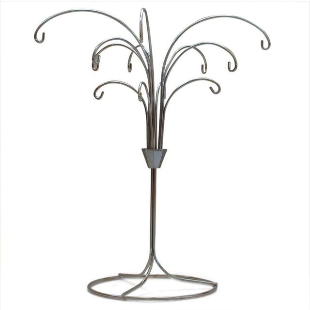 Metal 12-Arm Silver Ornament Stand - Tree Branches Design in Silver Tone Metal, Holds 12 Ornaments 12 Inches in Silver color