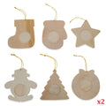 Set of 12 Unfinished Wooden Picture Frame Christmas Ornaments in Beige color