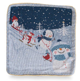 Juego de 2 fundas de almohada para cojines navideños con muñecos de nieve disfrutando del desfile deportivo de invierno