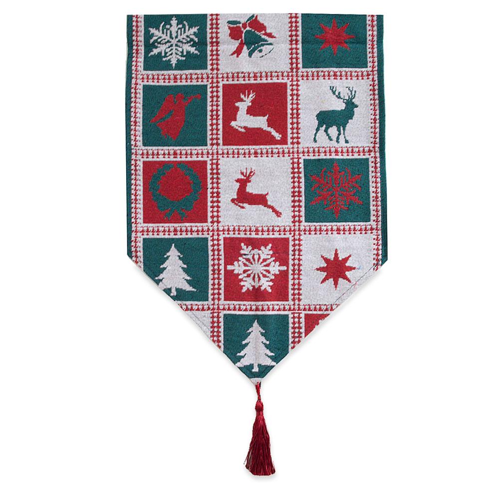 Reindeer Square Patterns Christmas Tablecloth Holiday Runner 75 Inches