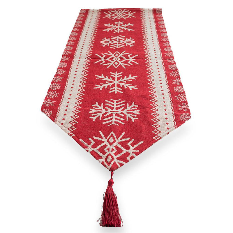 Buy Online Gift Shop Snowflakes on Red Pattern Christmas Tablecloth Holiday Runner 76.5 Inches