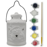 Gypsum DIY Craft Kit: Paint your Own Santa's Lantern with LED Light in White color