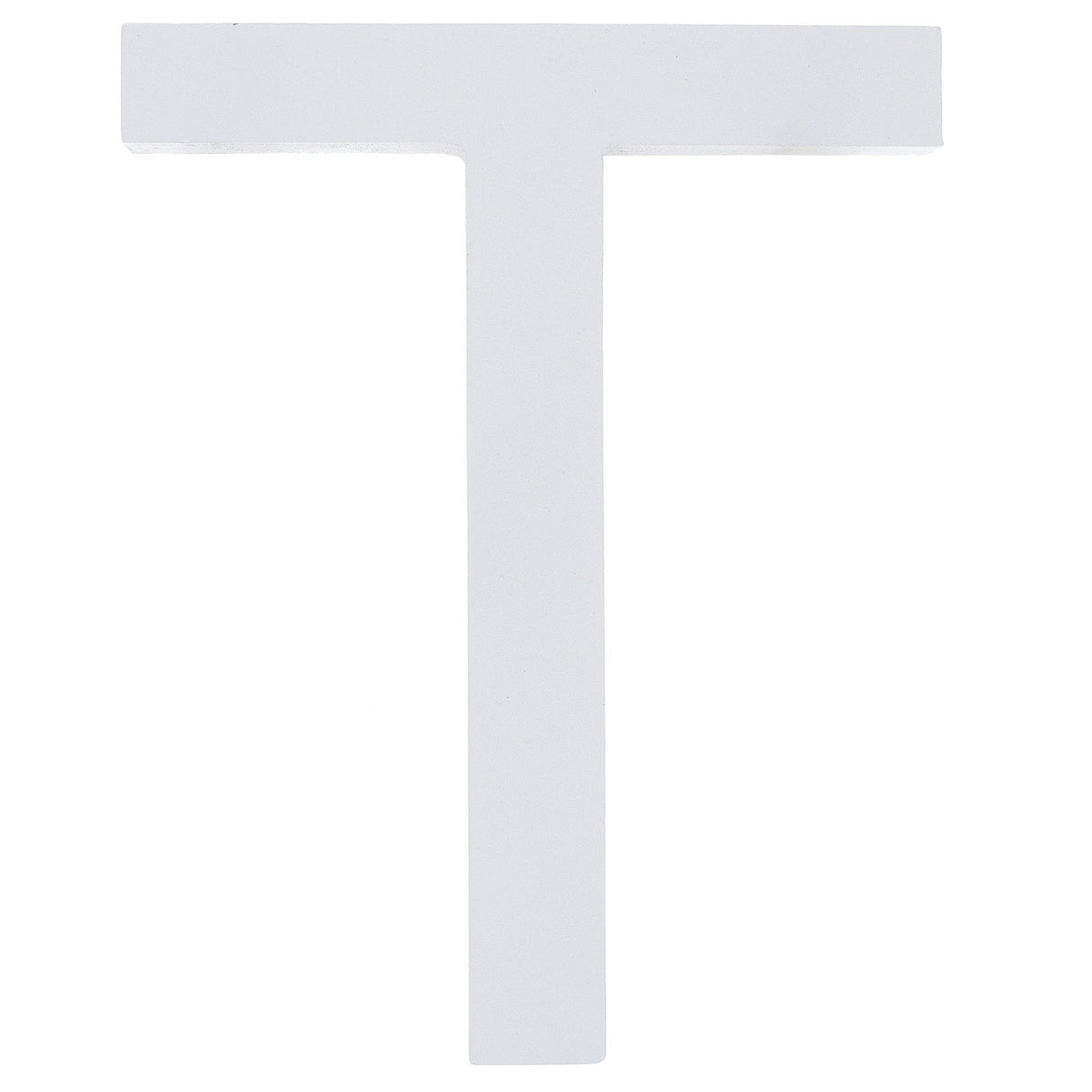 Arial Font White Painted MDF Wood Letter T (6 Inches) in White color,  shape