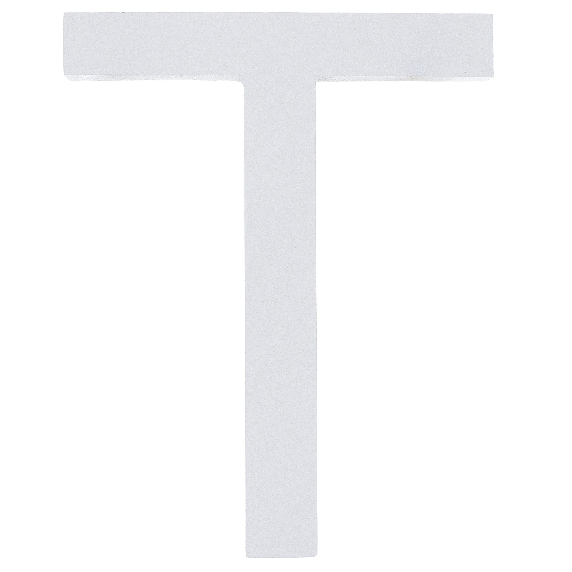 Arial Font White Painted MDF Wood Letter T (6 Inches) in White color