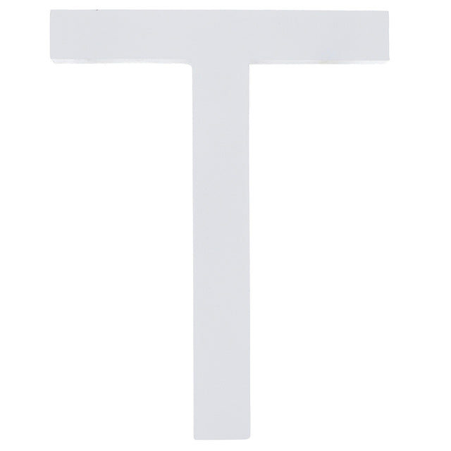 Arial Font White Painted MDF Wood Letter T (6 Inches) in White color