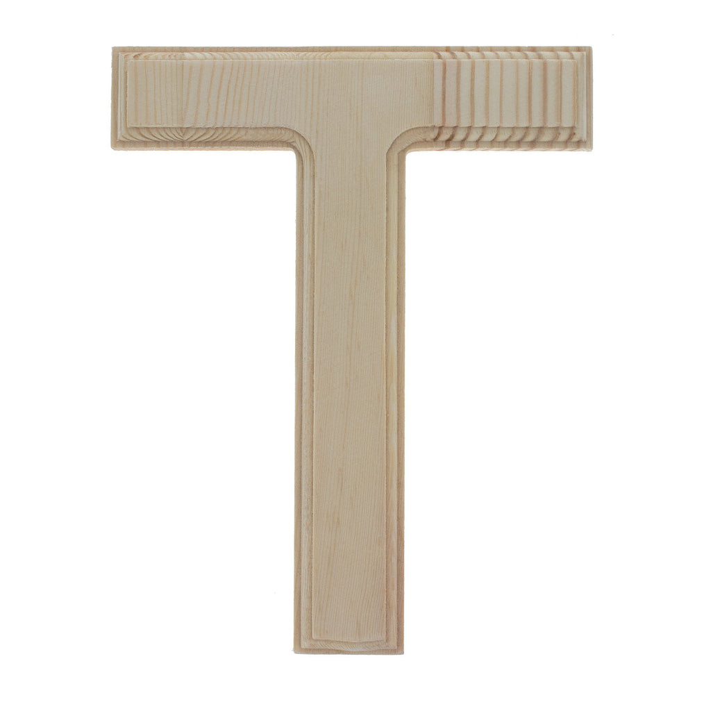 Unfinished Wooden Arial Font Letter T (6.25 Inches) in Beige color
