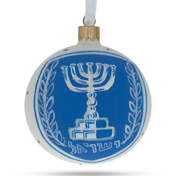 Israel's Heritage: Coat of Arms Blown Glass Ball Christmas Ornament 3.25 Inches by BestPysanky