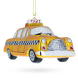 New York Yellow Taxi Blown Glass Christmas Ornament in Yellow color,  shape