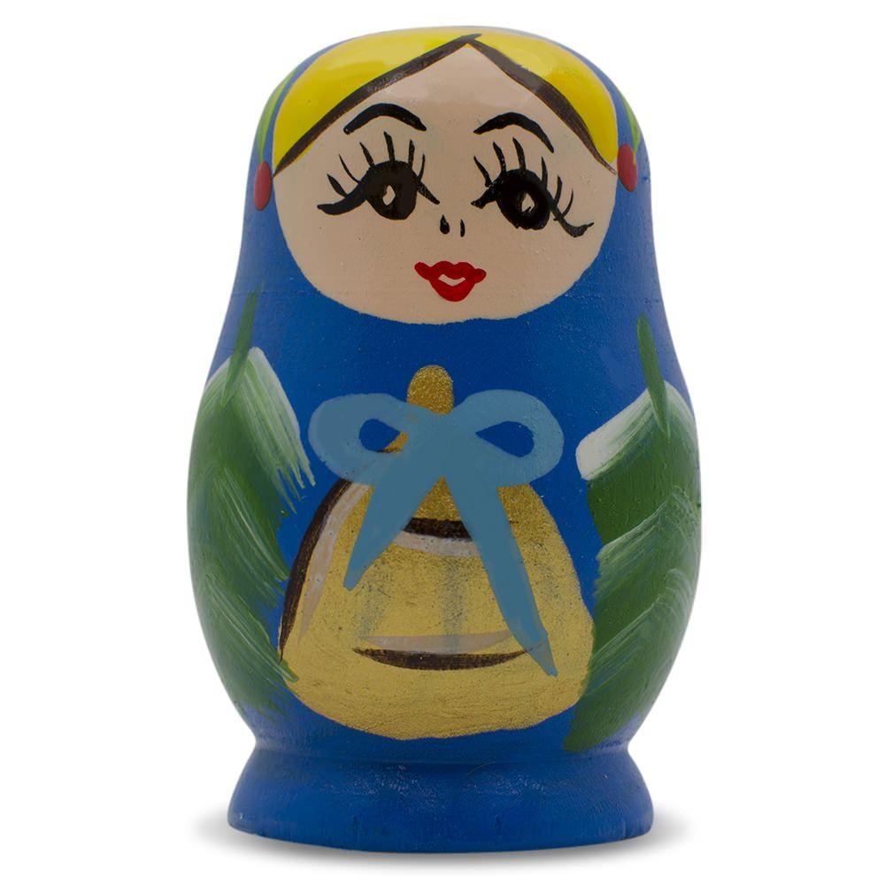 Blue Wooden Doll Fridge Magnet in Blue color,  shape