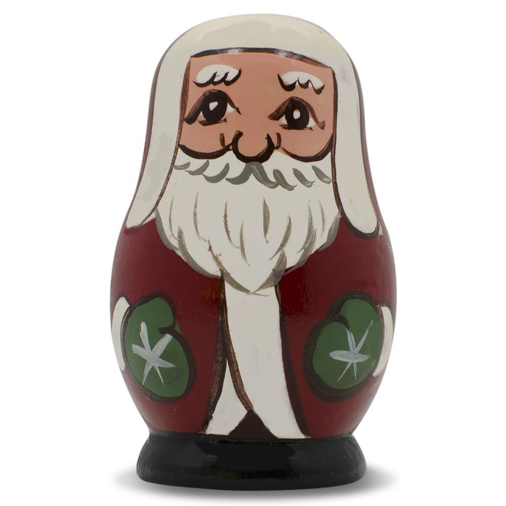 Wood Santa Fridge Magnet 2.5 Inches in Red color