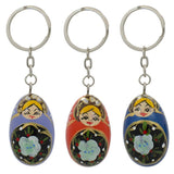 Set of 3 Metal Nesting Dolls Key Chains in Multi color Oval