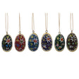Set of 6 Flowers Wooden Egg Shape Christmas Ornaments 1.5 Inches in Multi color Oval