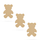 3 Teddy Bears Unfinished Wooden Shapes Craft Cutouts DIY Unpainted 3D Plaques 4 Inches in Beige color,  shape