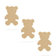 3 Teddy Bears Unfinished Wooden Shapes Craft Cutouts DIY Unpainted 3D Plaques 4 Inches in Beige color