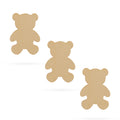 3 Teddy Bears Unfinished Wooden Shapes Craft Cutouts DIY Unpainted 3D Plaques 4 Inches in Beige color