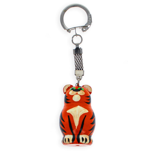 Tiger Wooden Key Chains 4 Inches in Multi color,  shape