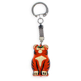 Tiger Wooden Key Chains 4 Inches in Multi color