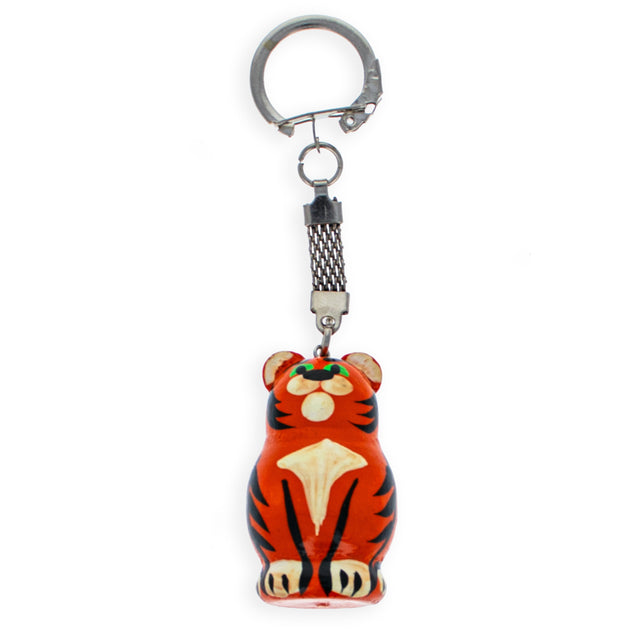 Tiger Wooden Key Chains 4 Inches in Multi color