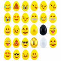 Set of 28 Easter Eggs Fillable Plastic Eggs with Emoji Faces Gold White Black for Egg Hunt in Yellow color Oval