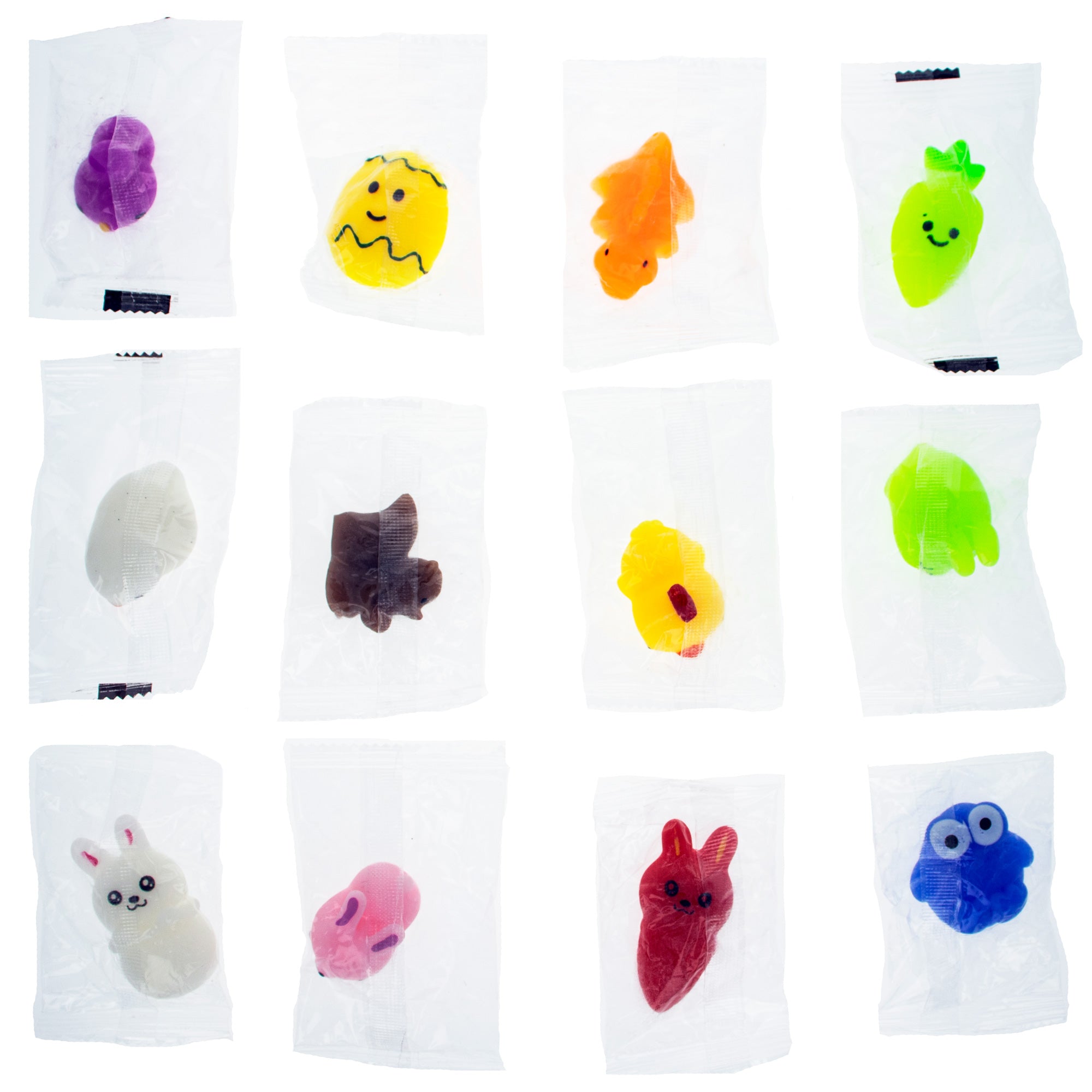 12 Multicolored Easter Plastic Eggs with Squishy Surprises InsideChina , dimensions in inches: 2.25 x  x 1.65