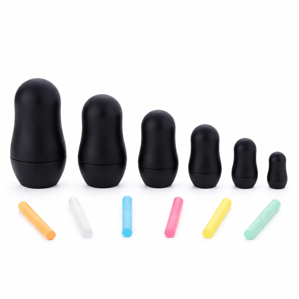 Set of 6 Reusable Chalkboard Matryoshka Nesting Figurines Set with Chalk Creative DIY Drawing Gift Set in Multi color
