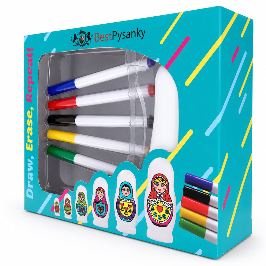 Set of 6 Erasable White Blank Canvas Plastic DollsChina , dimensions in inches: 4.5 x 3 x