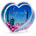 Heart Shape "I Love New York" Clear Plastic Water Globe Picture Frame in Clear color Heart