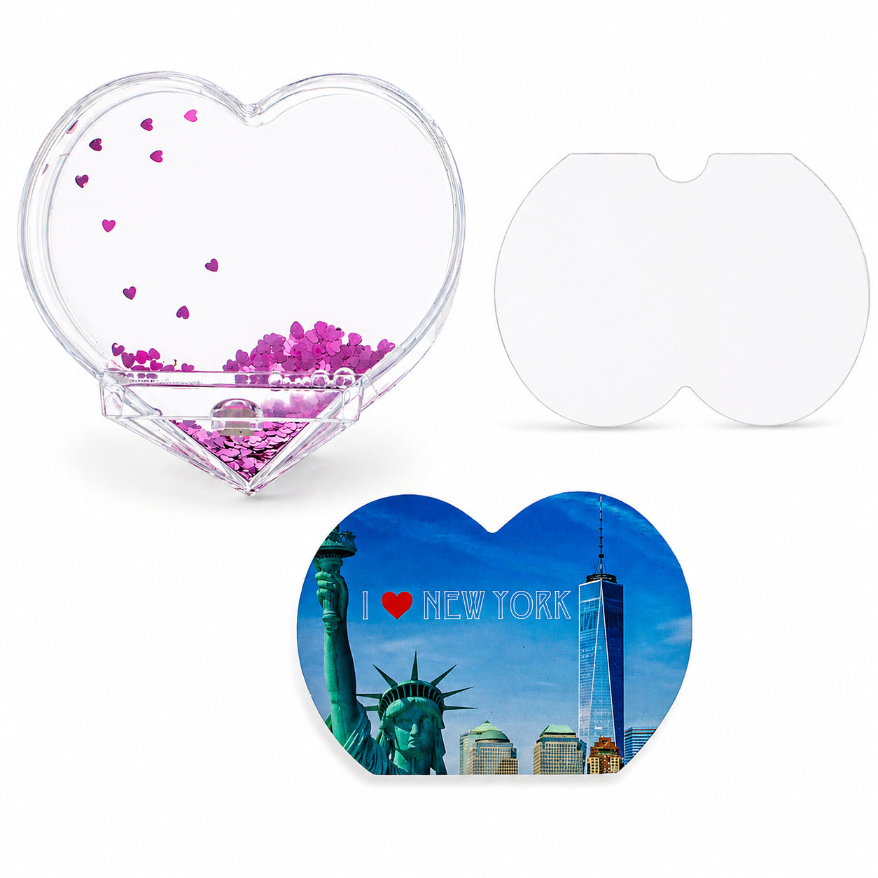 Shop Heart Shape "I Love New York" Clear Plastic Water Globe Picture Frame. Buy Water Globe Picture Frames > Travel Clear Heart
