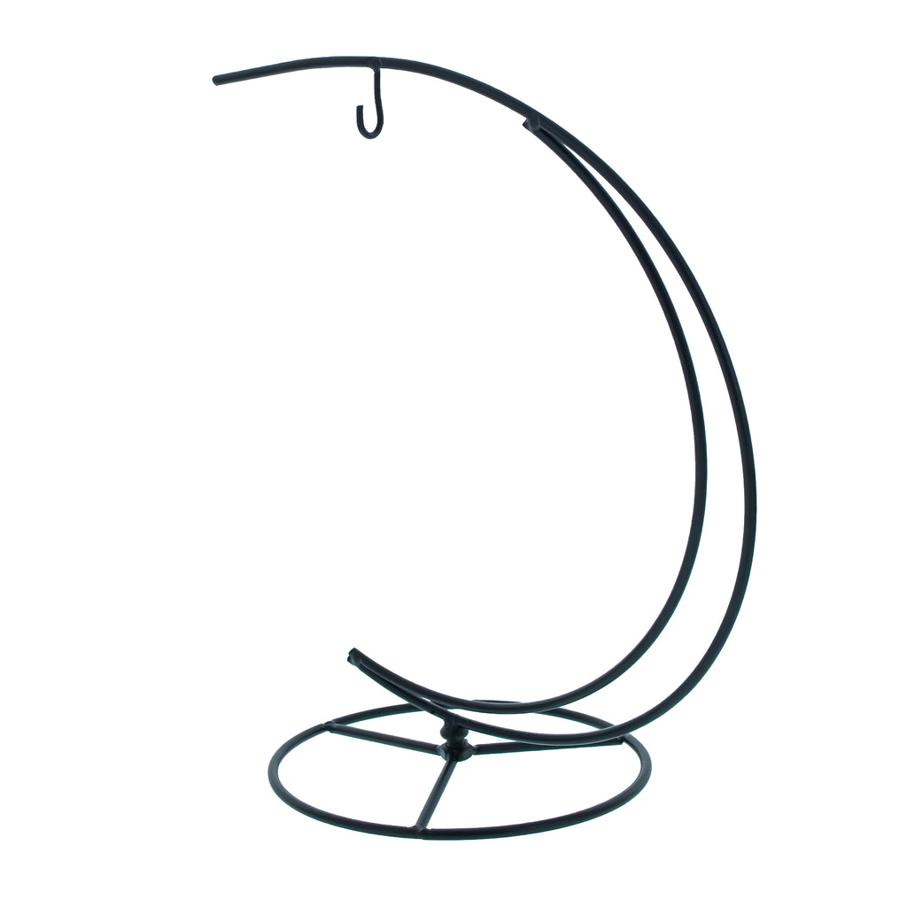 Double Curve Crescent Black Metal Ornament Display Stand 9.25 InchesChina , dimensions in inches: 9.25 x 7.35 x 4.9