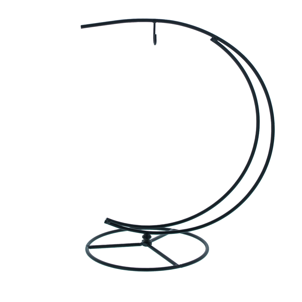 Double Curve Crescent Black Metal Ornament Display Stand 9.25 Inches in Black color