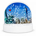 New York City (NYC) Snowy Skyline Clear Acrylic Plastic Water Globe Picture Frame in Clear color