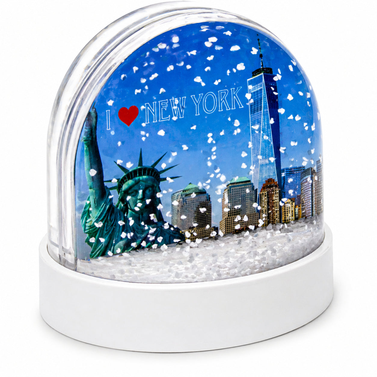 New York City (NYC) Snowy Skyline Clear Acrylic Plastic Water Globe Picture FrameChina , dimensions in inches: 3.3 x  x 3.3