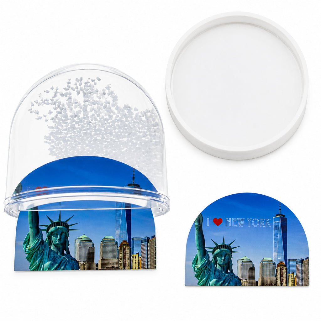 Shop New York City (NYC) Snowy Skyline Clear Acrylic Plastic Water Globe Picture Frame. Buy Water Globe Picture Frames > Travel Clear