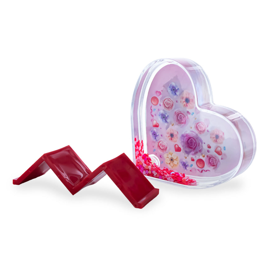 Heart-Shaped Glitter Photo Frame with Stand , dimensions in inches: 3.9 x  x 4