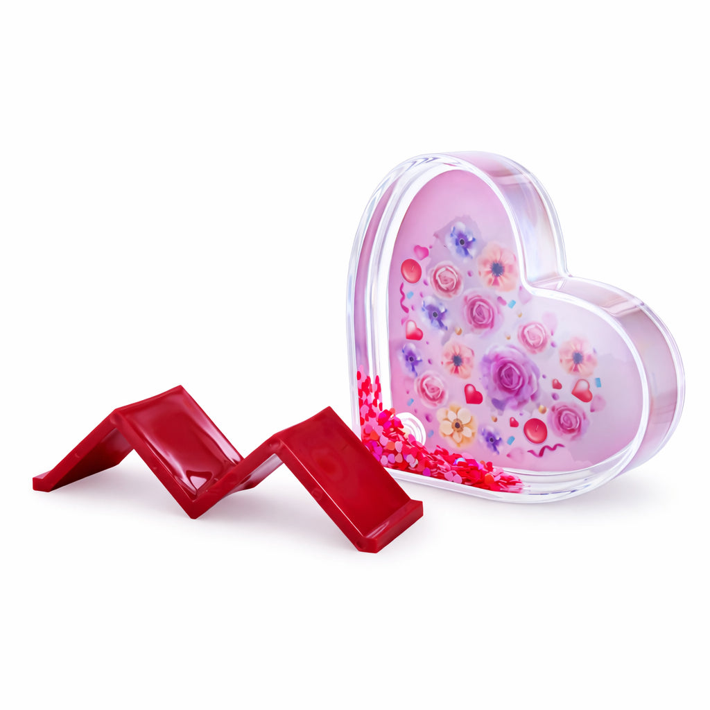 Heart-Shaped Glitter Plastic Photo Frame with StandChina , dimensions in inches: 3.9 x  x 4