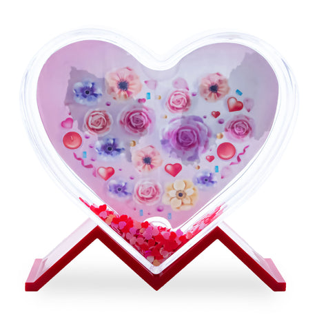 Heart-Shaped Glitter Photo Frame with Stand in Clear color Heart