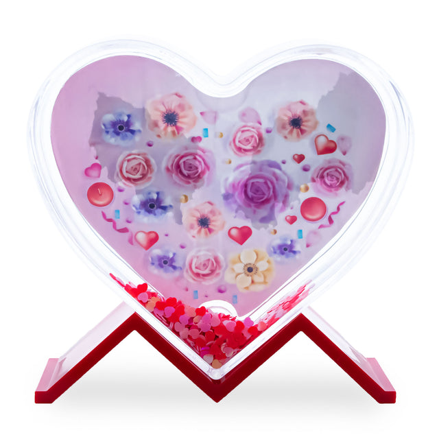 Heart-Shaped Glitter Photo Frame with Stand in Clear color Heart